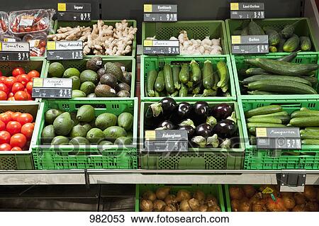 Vegetable section of a supermarket View Large Photo Image Stock Image - Vegetable section of a supermarket. Fotosearch