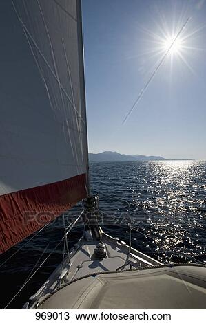 View off of the bow of a sailboat View Large Photo Image Stock Image - View off of the bow of a sailboat. Fotosearch