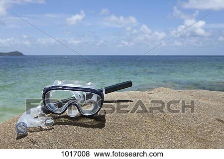 A diving mask and snorkel on a rock near the sea View Large Photo Image Stock Photo - A diving mask and snorkel on a rock near the sea. Fotosearch