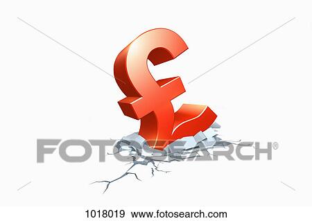 A fallen pound symbol sinking in cracked concrete View Large Illustration Stock Illustration - A fallen pound symbol sinking in cracked concrete. Fotosearch