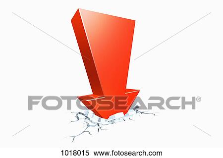 A fallen red arrow sinking into cracked concrete View Large Illustration Stock Illustration - A fallen red arrow sinking into cracked concrete. Fotosearch