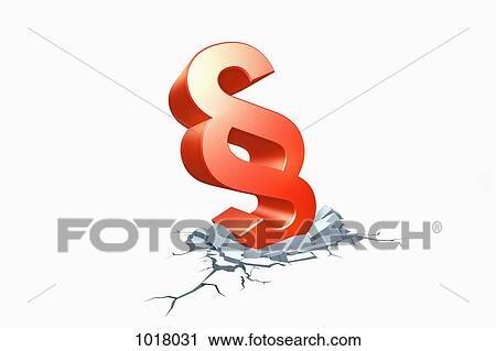 Clip Art - A fallen section (or paragraph) sign sinking into concrete . Fotosearch