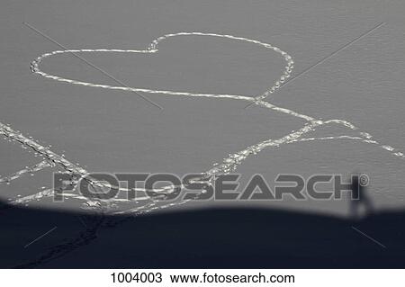 A heart shape stamped out in the snow by footprints View Large Photo Image Stock Image - A heart shape stamped out in the snow by footprints . Fotosearch