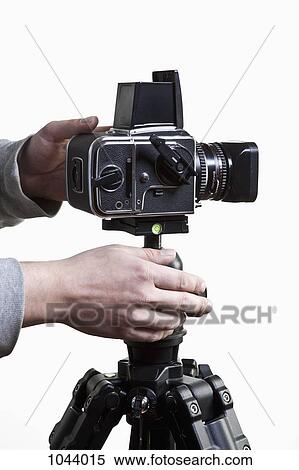 A photographer adjusting a medium format camera on a tripod, close-up of hands View Large Photo Image Stock Photography - A photographer adjusting a medium format camera on a tripod, close-up of hands. Fotosearch