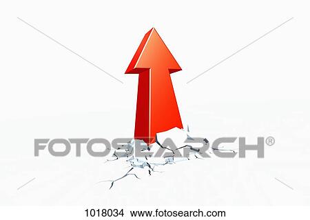 A red arrow breaking through concrete to point up View Large Illustration Stock Illustration - A red arrow breaking through concrete to point up. Fotosearch