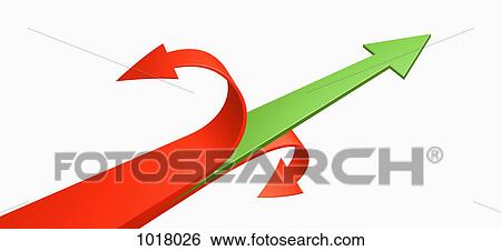 A red arrow peeling away from a green arrow pointing upwards View Large Illustration Stock Illustration - A red arrow peeling away from a green arrow pointing upwards. Fotosearch