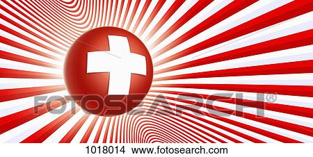 A red ball with a white cross on it and red and white stripes View Large Illustration Stock Illustration - A red ball with a white cross on it and red and white stripes. Fotosearch