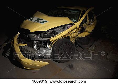 A taxi wrecked in an accident View Large Photo Image Stock Photo - A taxi wrecked in an accident. Fotosearch