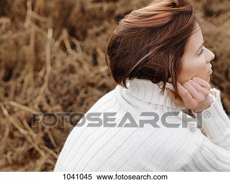 A woman thinking, high angle view, close-up View Large Photo Image Stock Photography - A woman thinking, high angle view, close-up. Fotosearch