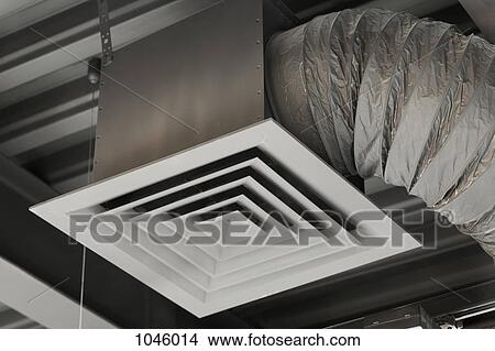 An air duct hanging from a ceiling, close-up, low angle view View Large Photo Image Picture - An air duct hanging from a ceiling, close-up, low angle view. Fotosearch