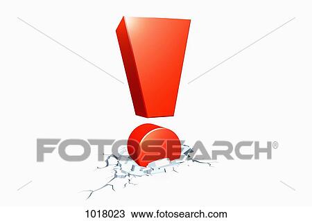Drawing - An exclamation point so strong it cracked concrete. Fotosearch