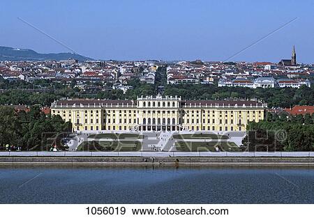 Austria, Vienna, aerial view of Schonbrunn Palace and cityscape behind it View Large Photo Image Stock Photo - Austria, Vienna, aerial view of Schonbrunn Palace and cityscape behind it. Fotosearch