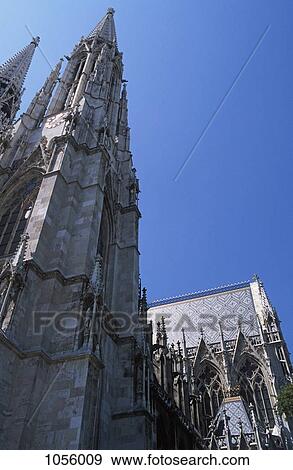 Austria, Vienna, low angle view of Votive church View Large Photo Image Stock Photo - Austria, Vienna, low angle view of Votive church. Fotosearch