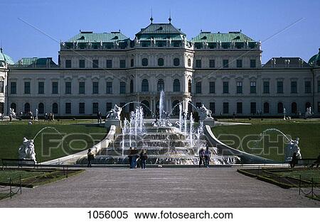 Austria, Vienna, Upper Belvedere palace and fountain View Large Photo Image Stock Photography - Austria, Vienna, Upper Belvedere palace and fountain. Fotosearch
