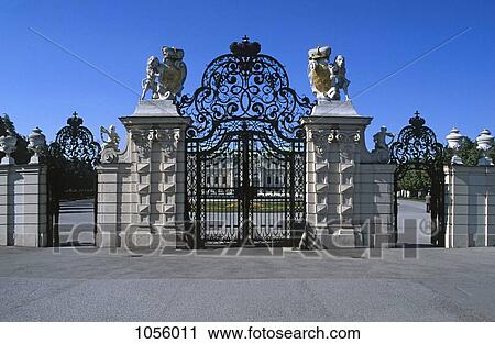 Austria, Vienna, view of Belvedere Castle behind front gates View Large Photo Image Stock Image - Austria, Vienna, view of Belvedere Castle behind front gates . Fotosearch