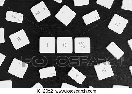 Stock Image - Computer keys arranged to read 10%. Fotosearch