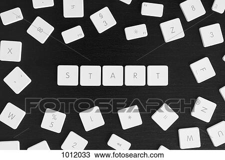 Stock Image - Computer keys spelling the word START. Fotosearch