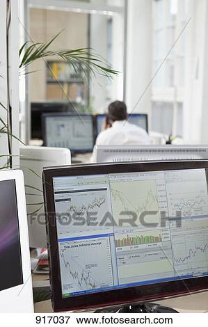 Stock Photo - Computer screen showing stock market data. Fotosearch