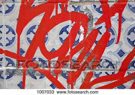 Detail of a graffiti tag on patterned tiles View Large Photo Image Stock Image - Detail of a graffiti tag on patterned tiles. Fotosearch