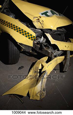 Detail of a taxi wrecked in an accident View Large Photo Image Picture - Detail of a taxi wrecked in an accident. Fotosearch