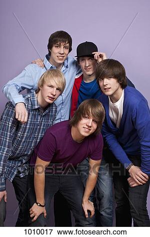 Five teenage boys, portrait, studio shot View Large Photo Image Stock Photo - Five teenage boys, portrait, studio shot. Fotosearch