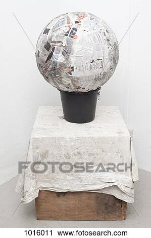 Paper Mache ball on bucket on box. View Large Photo Image Stock Image - Paper Mache ball on bucket on box.. Fotosearch