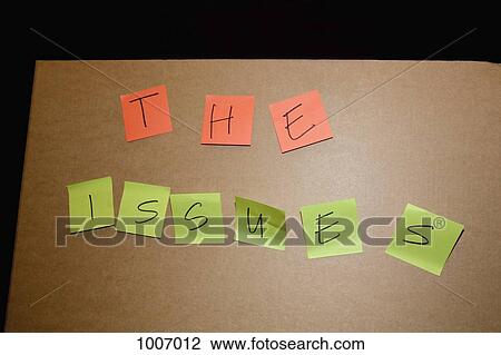Stock Image - THE ISSUES written on sticky notes. Fotosearch