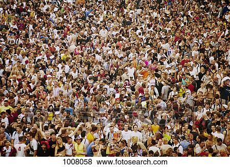 Stock Photo - View of a crowd, Love Parade, Berlin, Brandenburg, Germany. Fotosearch