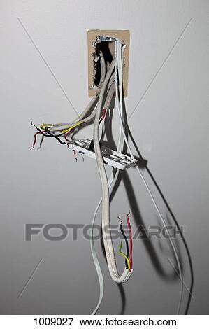 Wires and a switch coming out of a wall View Large Photo Image Stock Photo - Wires and a switch coming out of a wall. Fotosearch