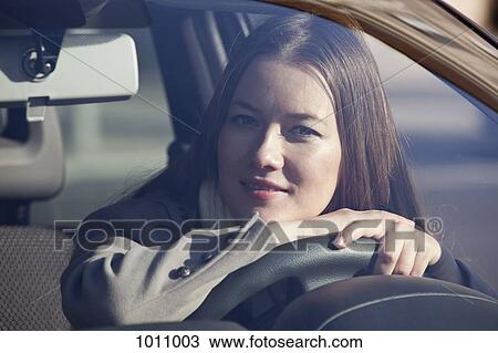 Woman looking out car window View Large Photo Image Stock Image - Woman looking out car window. Fotosearch