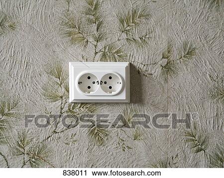 Electrical outlet (German) against wallpaper View Large Photo Image Stock Image - Electrical outlet (German) against wallpaper. Fotosearch