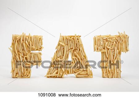 French fries molded to make the word FAT View Large Photo Image Stock Photo - French fries molded to make the word FAT. Fotosearch