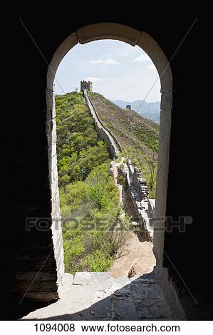Great wall of China seen through arch View Large Photo Image Stock Photo - Great wall of China seen through arch. Fotosearch