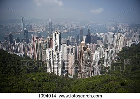 Honk Kong island and Kowloon seen from Victoria Peak View Large Photo Image Picture - Honk Kong island and Kowloon seen from Victoria Peak. Fotosearch