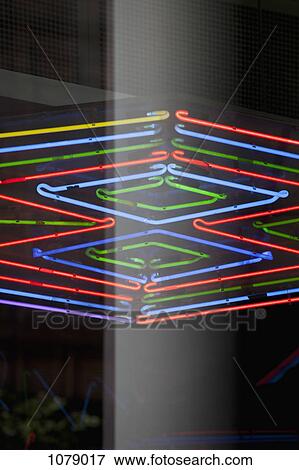 Neon light seen through a window View Large Photo Image Stock Photo - Neon light seen through a window. Fotosearch