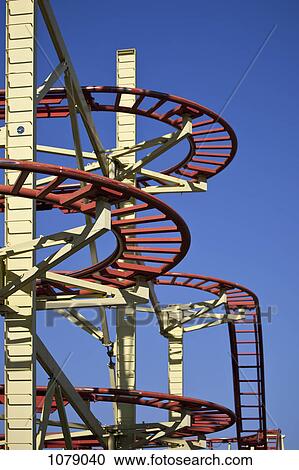 Stock Image - Part of a roller coaster, low angle view, close-up. Fotosearch