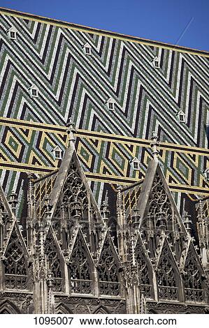 Patterned tiles on the roof of St Stephen's Cathedral, Vienna, Austria View Large Photo Image Stock Photo - Patterned tiles on the roof of St Stephen's Cathedral, Vienna, Austria. Fotosearch