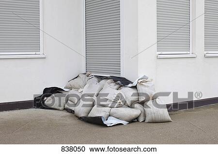 Sandbag stack to stop flooding View Large Photo Image Stock Image - Sandbag stack to stop flooding. Fotosearch