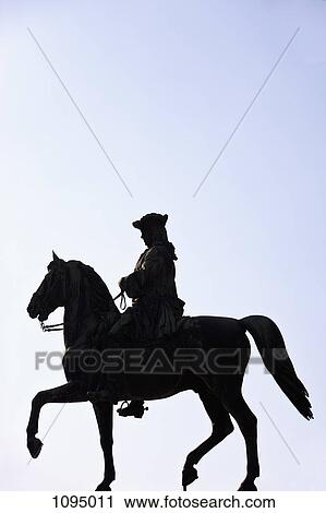 Stock Image - Statue of a man on horseback, Vienna, Austria. Fotosearch