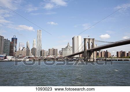 The Brooklyn Bridge and Manhattan skyline viewed across the East River View Large Photo Image Stock Image - The Brooklyn Bridge and Manhattan skyline viewed across the East River. Fotosearch