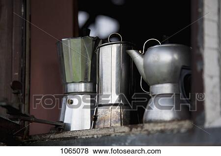 Three different espresso makers in a row View Large Photo Image Stock Photo - Three different espresso makers in a row. Fotosearch