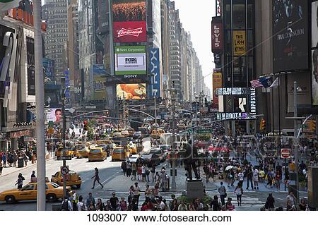 Times Square in New York, crowded with people and traffic View Large Photo Image Stock Photo - Times Square in New York, crowded with people and traffic. Fotosearch