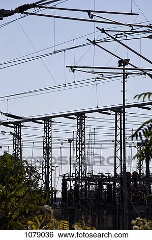 Various electricity pylons View Large Photo Image Stock Photograph - Various electricity pylons. Fotosearch