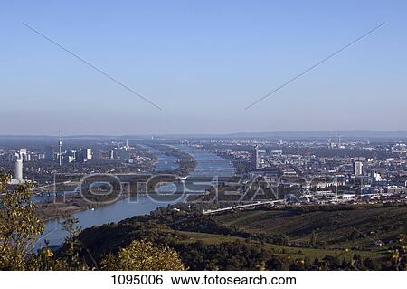 Vienna and the Danube River seen from a hilltop, aerial view View Large Photo Image Stock Photograph - Vienna and the Danube River seen from a hilltop, aerial view. Fotosearch