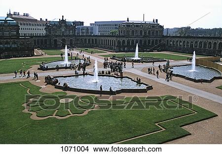 View of fountains and the grounds of the Zwinger Palace, Dresden, Germany View Large Photo Image Picture - View of fountains and the grounds of the Zwinger Palace, Dresden, Germany. Fotosearch