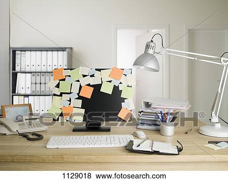 A desktop PC with blank adhesive notes all over the monitor View Large Photo Image Stock Photo - A desktop PC with blank adhesive notes all over the monitor. Fotosearch