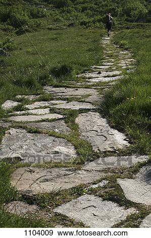 A hiker on a stone footpath, Binn Valley, Valais Canton, Switzerland View Large Photo Image Stock Photo - A hiker on a stone footpath, Binn Valley, Valais Canton, Switzerland. Fotosearch