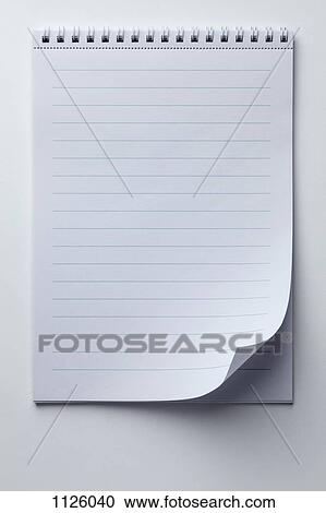 A spiral notepad with lined paper and a curled up page corner View Large Photo Image Stock Image - A spiral notepad with lined paper and a curled up page corner. Fotosearch