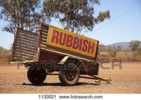 A vehicle trailer with the word Rubbish on it View Large Photo Image Stock Image - A vehicle trailer with the word Rubbish on it. Fotosearch