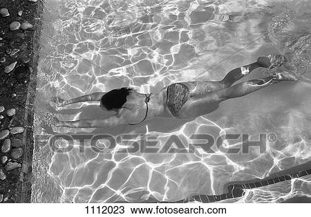 Stock Image - A woman swimming in a pool. Fotosearch